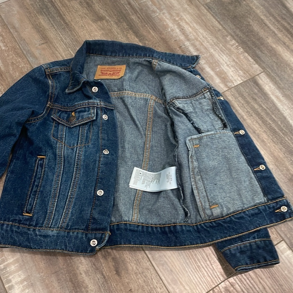 Levi's Kids Boy's Girl's Youth Denim Jean Jacket Size Small Medium/Dark Wash - Picture 3 of 6